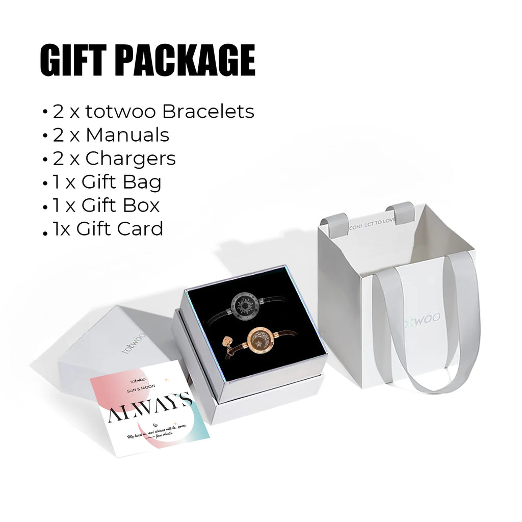 Long Distance Touch Light Up&Vibrate Bracelets for Couples, Long Distance Relationship Gifts Smart Sun&Moon Love Bracelet